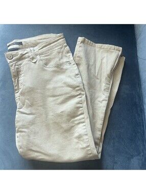 Simon Chang Denim Jeans Lt Brown Sz 6 Straight Leg Zip Cuff Cotton Stretch 6760P